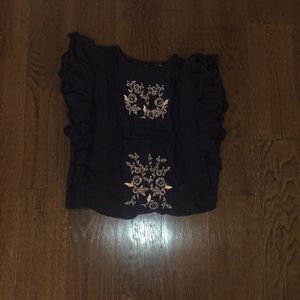 Navy blue ruffle top